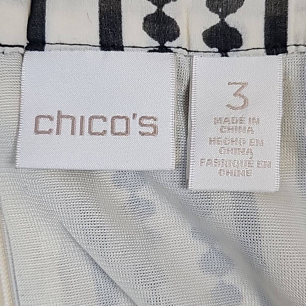 Chico's Black & White Dotted Stripe Chiffon Handkerchief Hem Midi Maxi Skirt - Picture 12 of 16